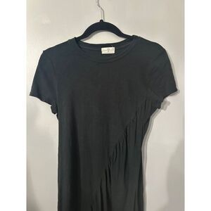 T.la Anthropologie Size XS Tee Dress Mini Ruched Shrt Sleeve Black Fairygrunge‎